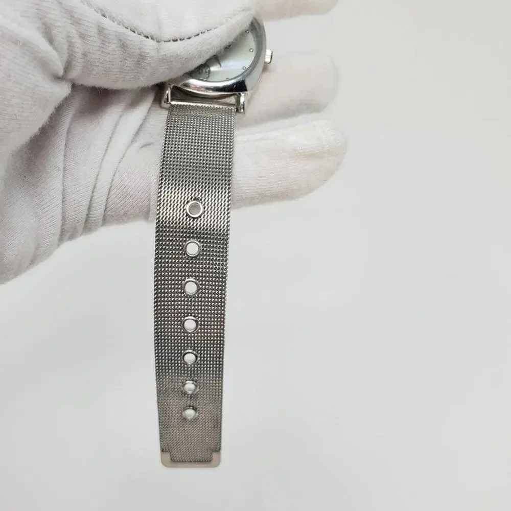 Disney Mickey Mouse Chain Mail Watch Mother of Pearl Face